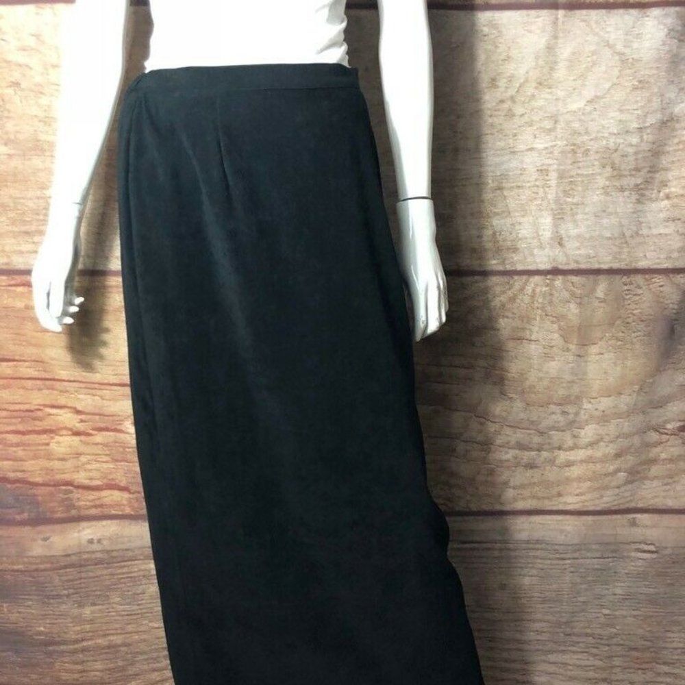 Notations Womens A Line Skirt Black Stretch Side M